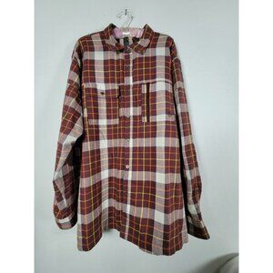 Wrangler ATG Mens Plaid Pattern Long Sleeve Casual Button Up Shirt Red Size XXL